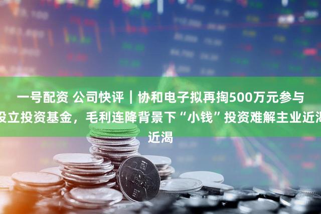 一号配资 公司快评︱协和电子拟再掏500万元参与设立投资基金，毛利连降背景下“小钱”投资难解主业近渴