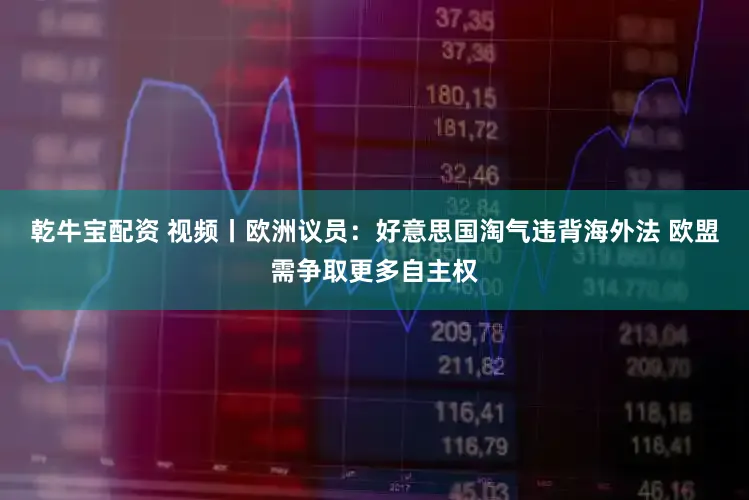 乾牛宝配资 视频丨欧洲议员：好意思国淘气违背海外法 欧盟需争取更多自主权